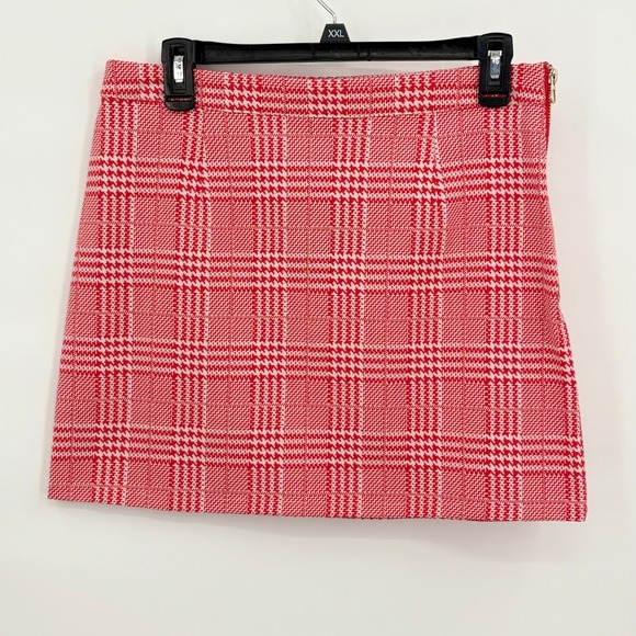 Forever 21 Dresses & Skirts - Forever 21 Y2K Womens Red Cream Plaid Houndstooth Mini Skirt Size 29 NEW NWT